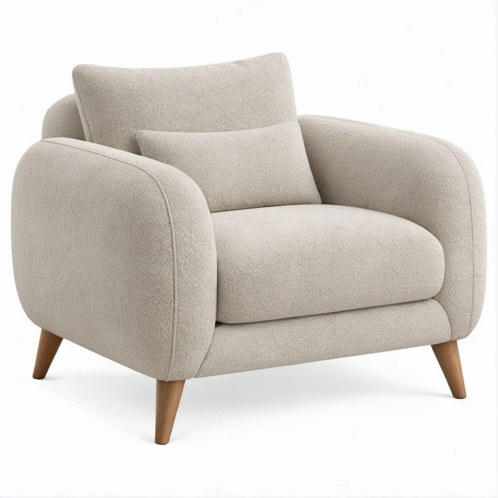 Loungesessel mit abgerundeten Armlehnen, Beige, 90 x 88 x 82 cm