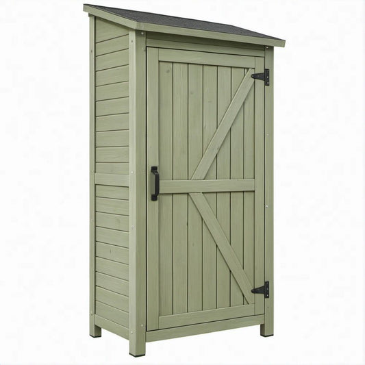 Gartenschrank aus massivem Tannenholz in Grün, 77 x 54 x 179 cm