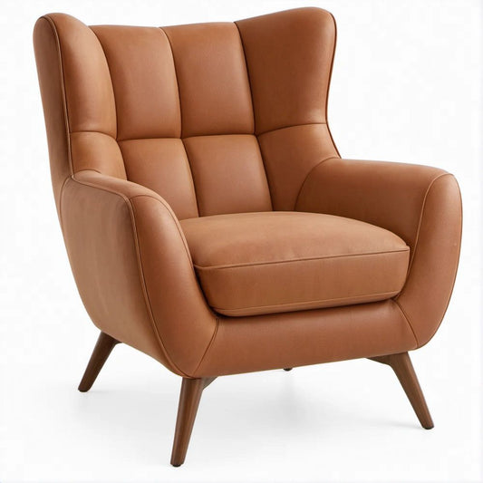 Ohrensessel aus PU-Kunstleder in Cognac, 80 × 90 × 105 cm