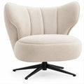 Drehbarer Loungesessel in Creme mit schwarzem Stahlfuss, 82 × 86 × 88 cm