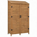 Gartenschrank aus massivem Tannenholz, Naturbraun/Schwarz, 80 x 45 x 160 cm