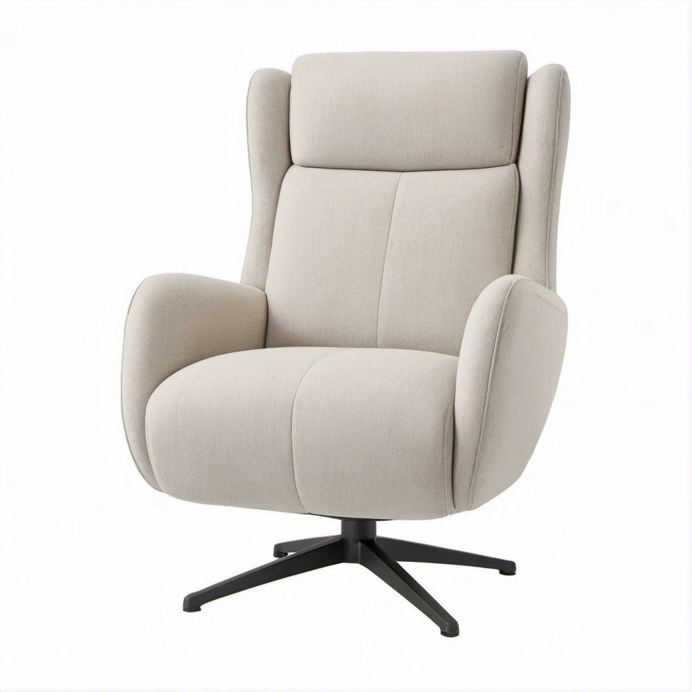 Drehbarer Loungesessel mit hoher Rückenlehne, Beige/Schwarz, 83 x 92 x 110 cm