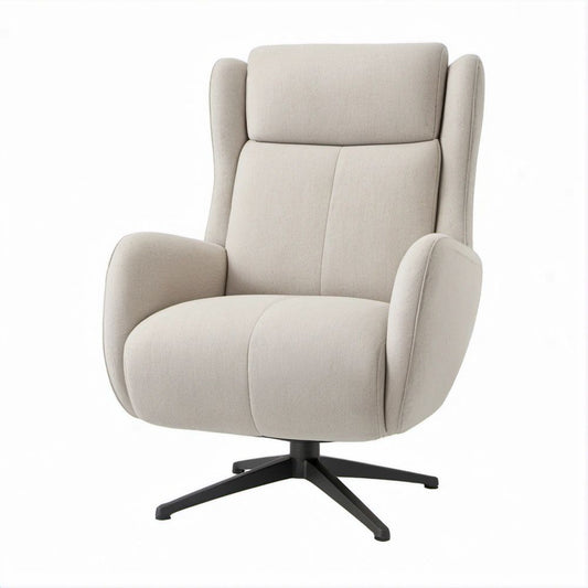 Drehbarer Loungesessel mit hoher Rückenlehne, Beige/Schwarz, 83 x 92 x 110 cm